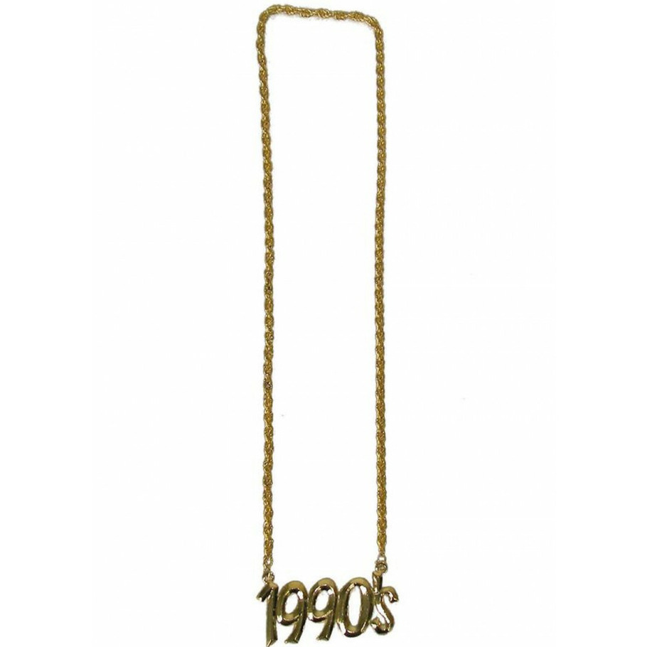 Verkleed sieraden ketting - thema Nineties/jaren 90 - feestartikelen - goudkleurig