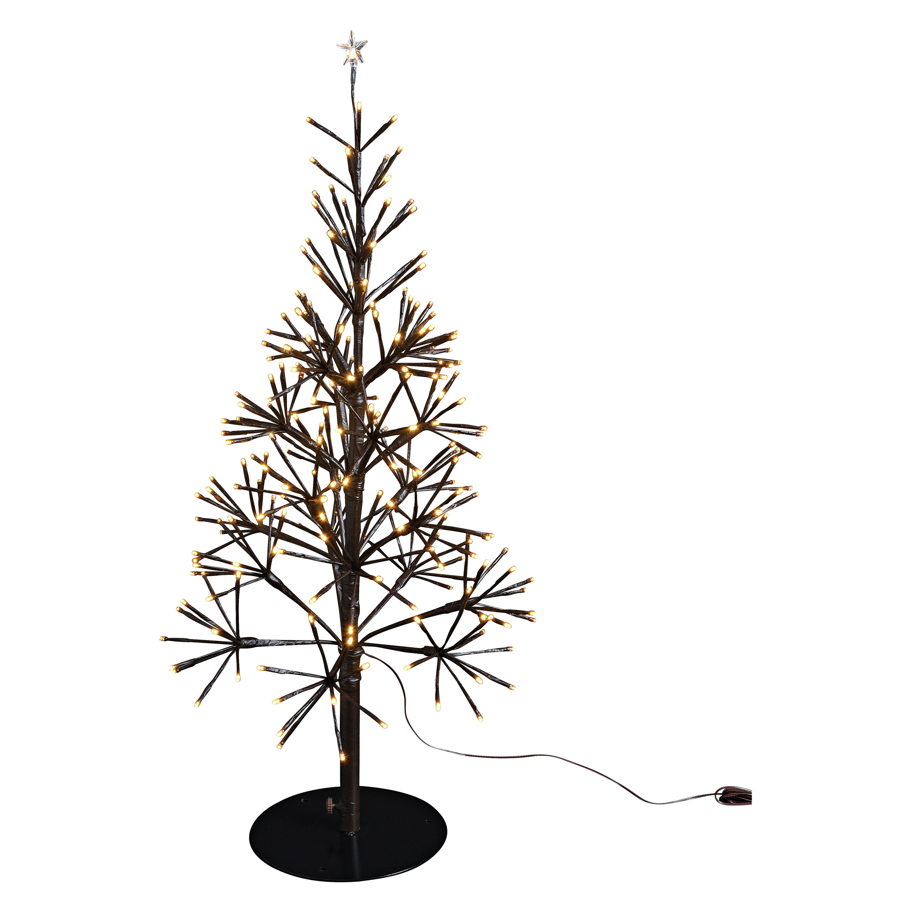 Verlichte figuren bruine lichtboom/kunststof boom/kerstboom met 380 led lichtjes 108 cm