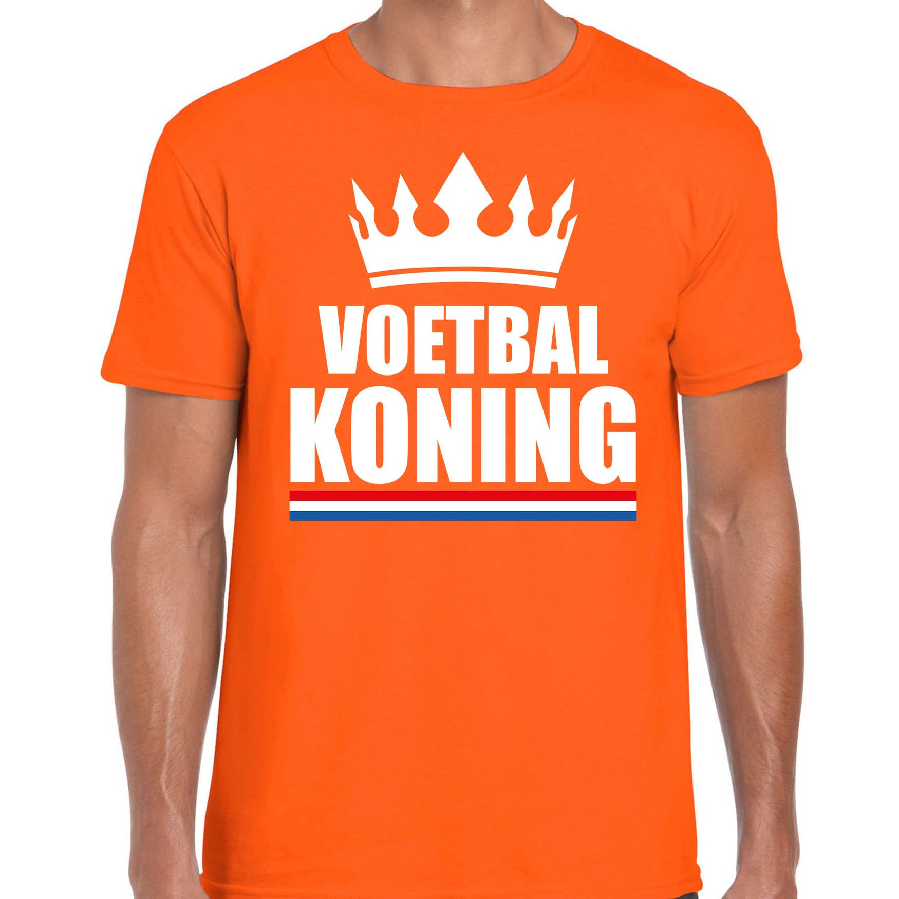 Voetbal koning t-shirt oranje heren - Sport - hobby shirts