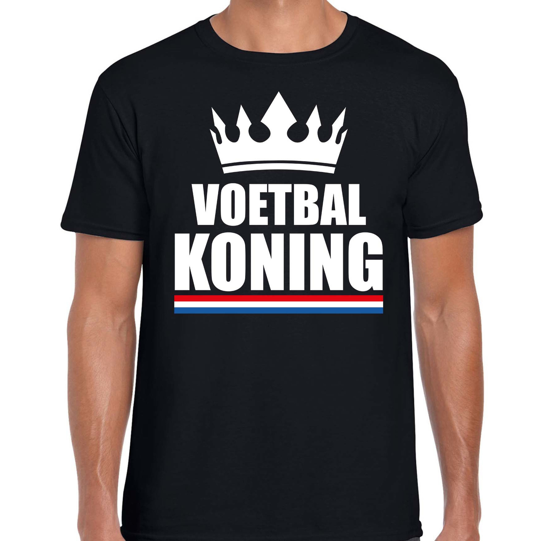 Voetbal koning t-shirt zwart heren - Sport - hobby shirts