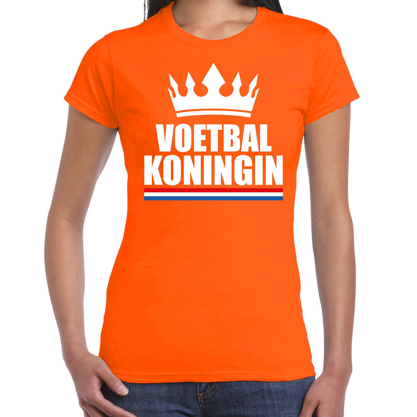 Voetbal koningin t-shirt oranje dames - Sport - hobby shirts