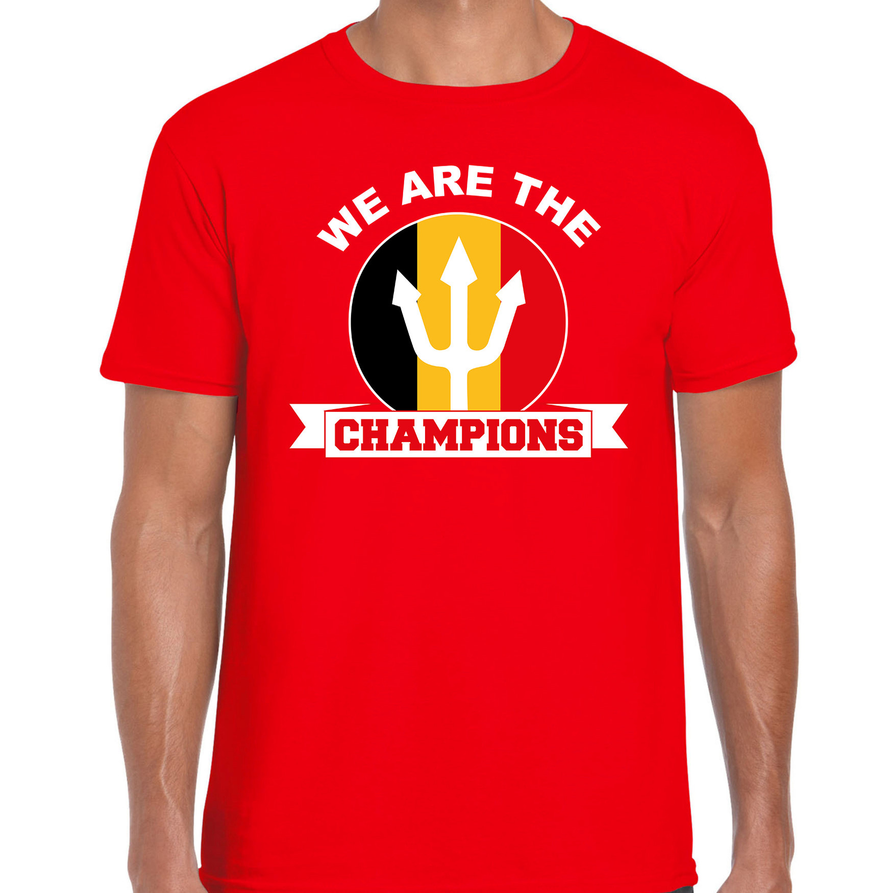 We are the champions rood t-shirt Belgie supporter EK/ WK voor heren