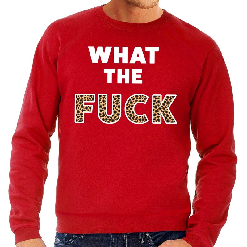 What the Fuck tijgerprint tekst sweater rood