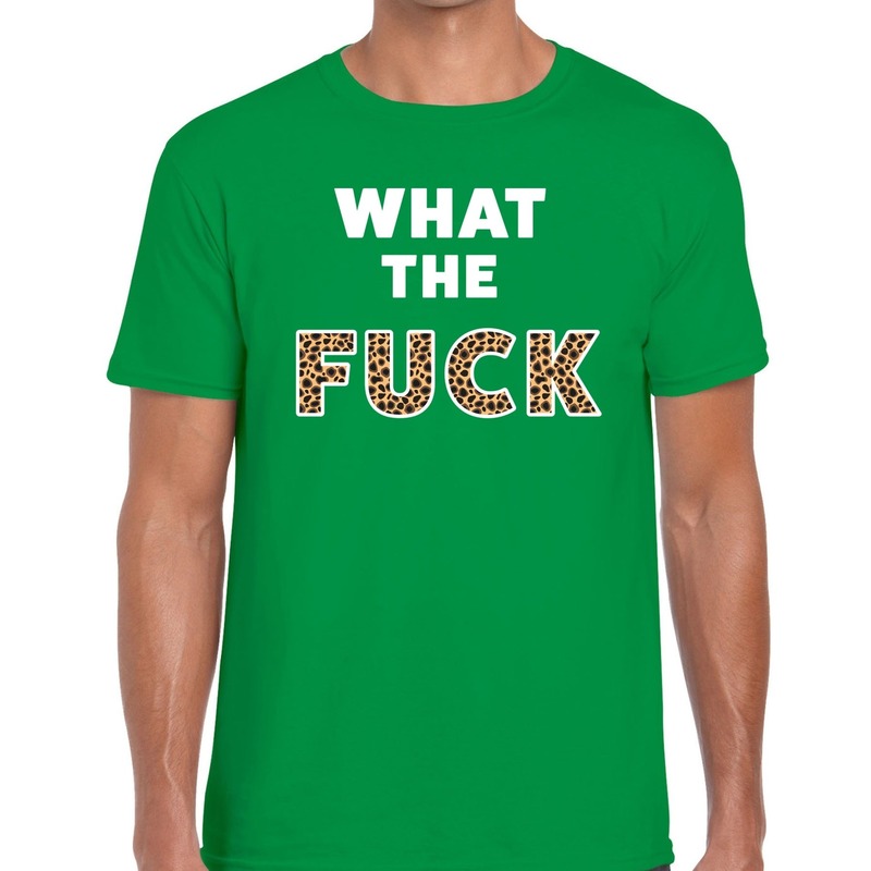 What the Fuck tijgerprint tekst t-shirt groen heren