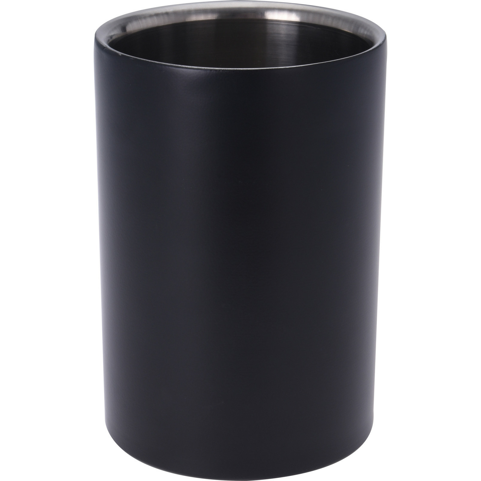 Wijnfles koeler-wijnkoeler zwart RVS D12 x H18 cm