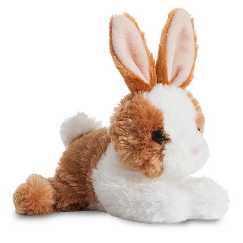 Wit/bruine konijnen speelgoed artikelen konijn knuffelbeest 20 cm