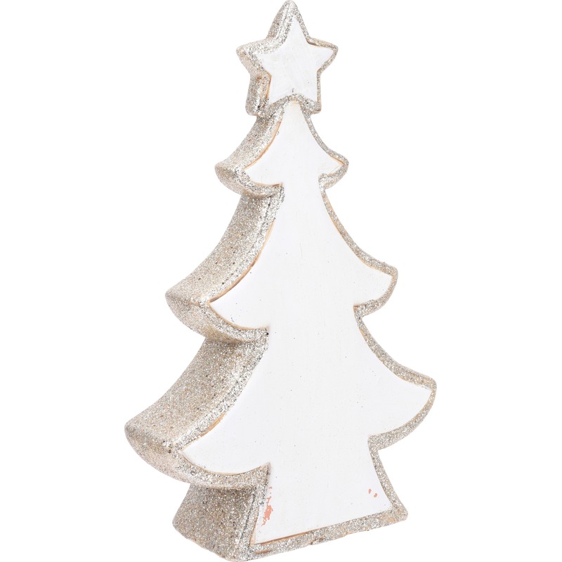 Wit met glitter decoratie kerstboom beeldje 40 cm