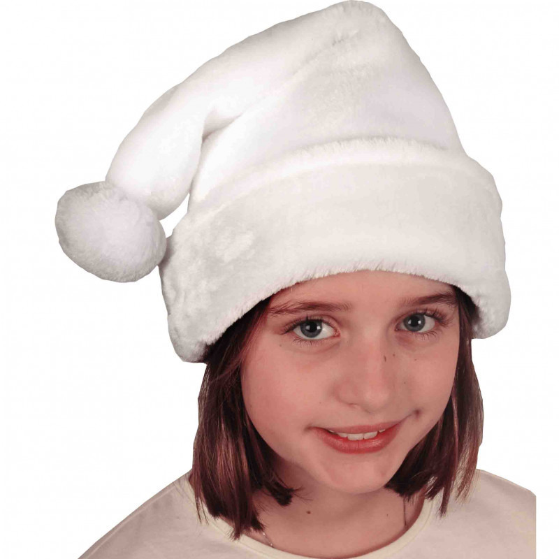 Witte pluche kerstmutsen voor kinderen