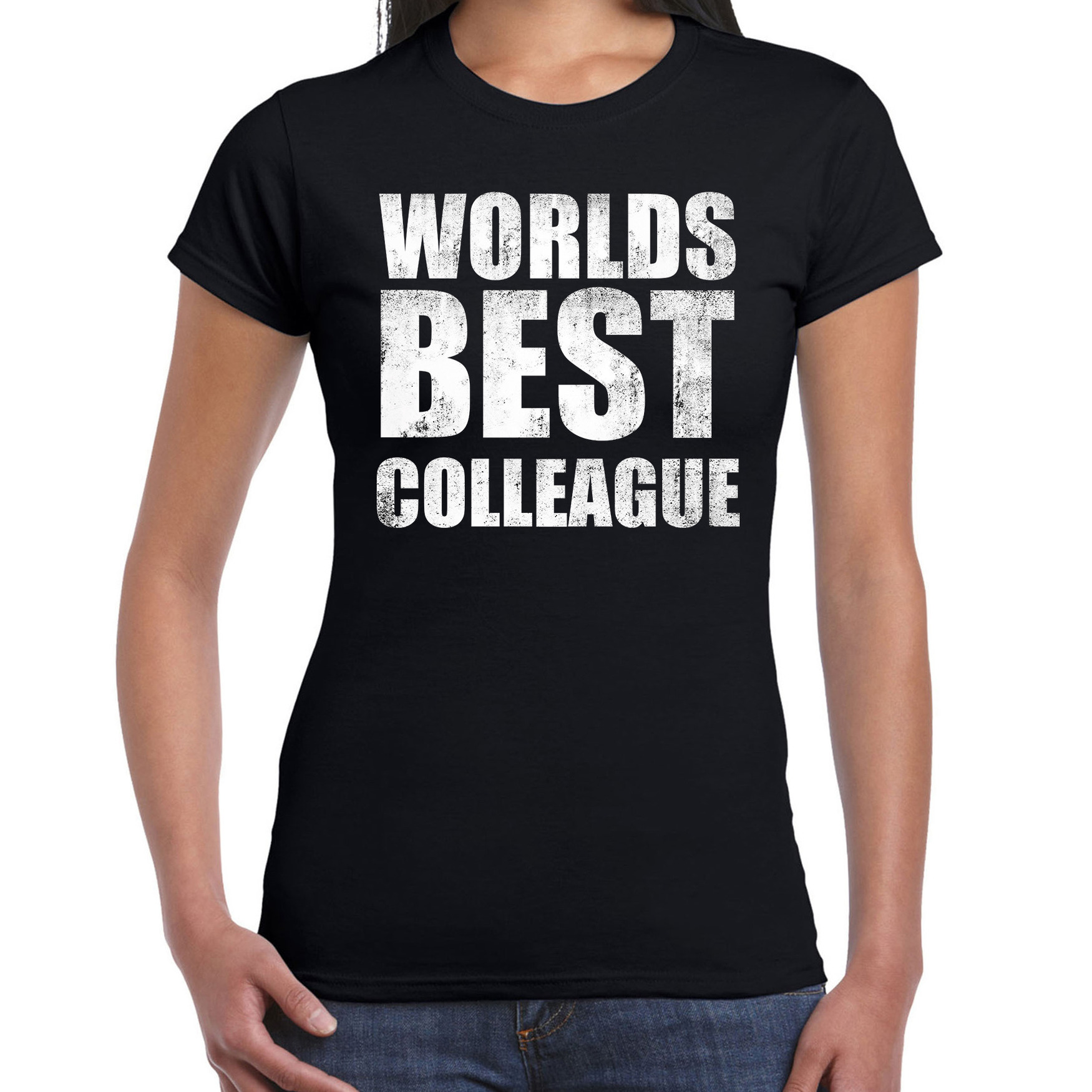 Worlds best colleague-werelds beste collega cadeau t-shirt zwart dames