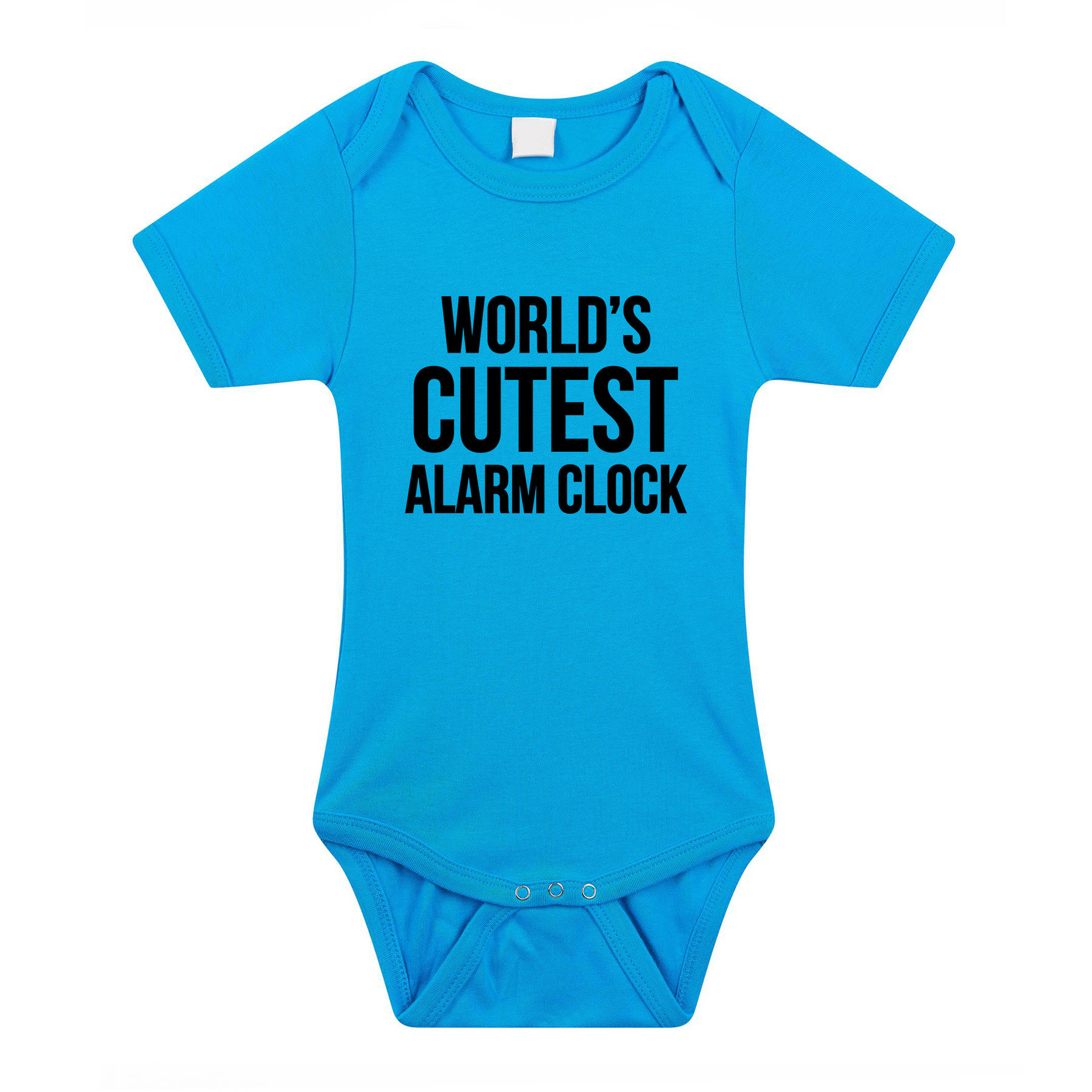 Worlds cutest alarm clock cadeau baby rompertje blauw jongens