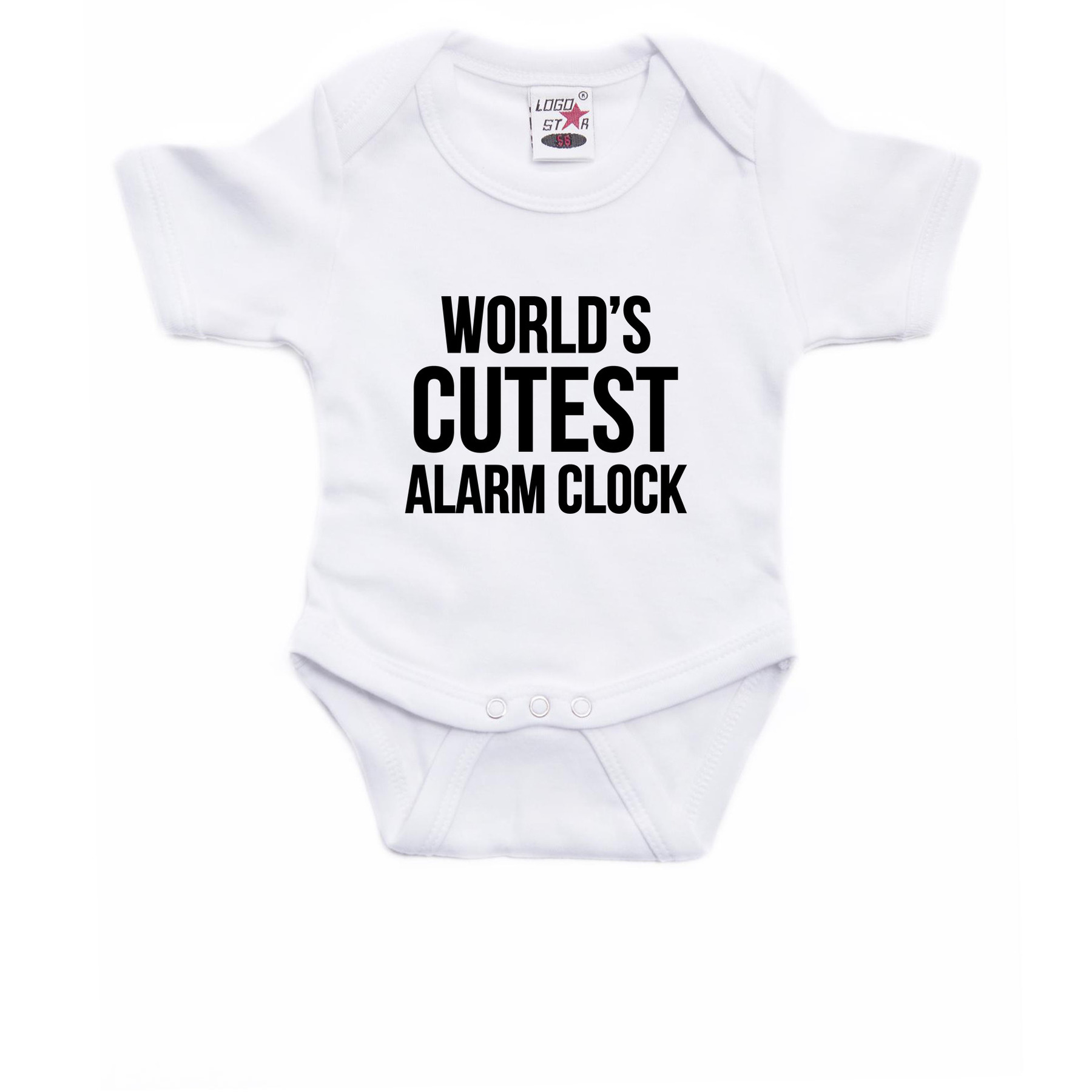 Worlds cutest alarm clock cadeau baby rompertje wit jongen/meisje