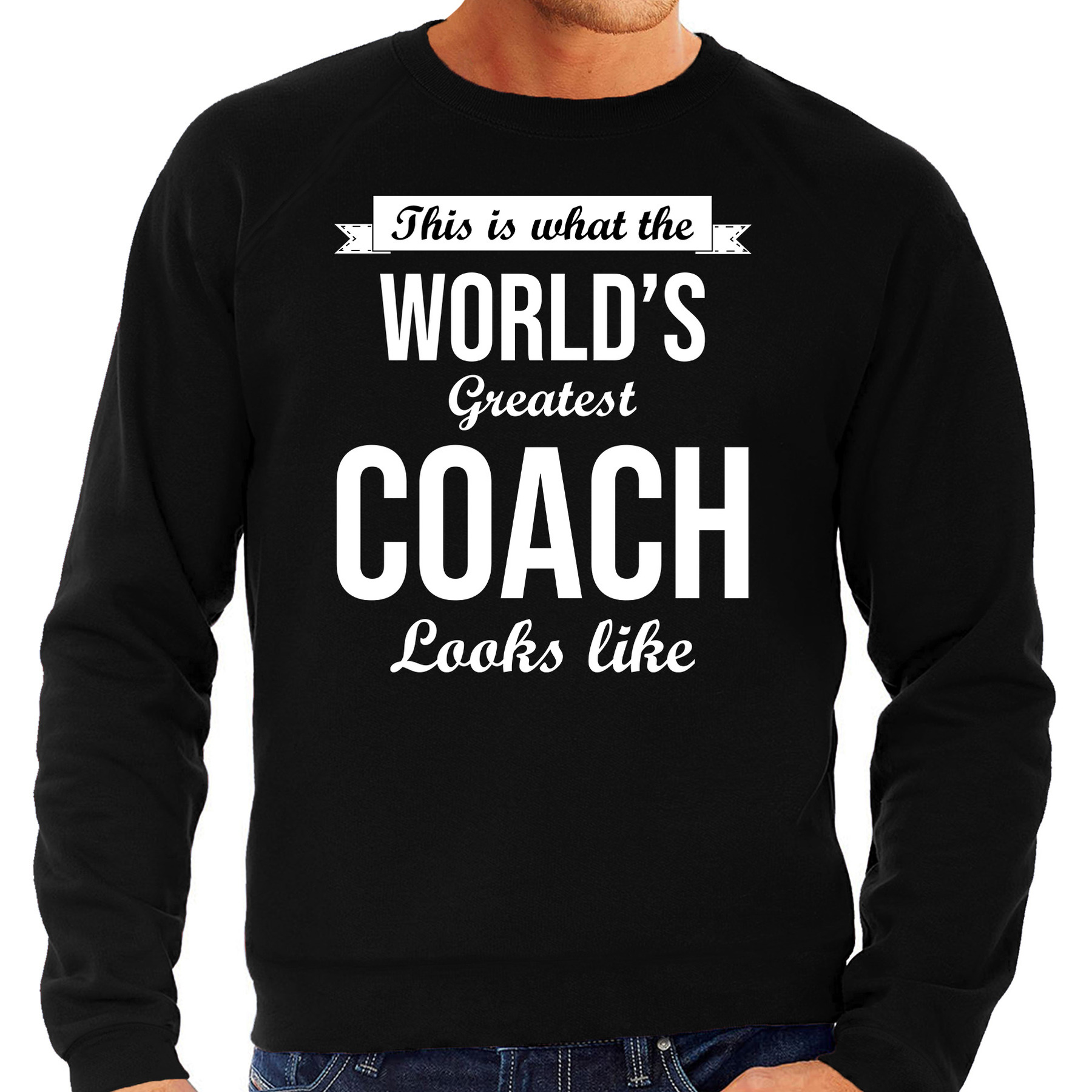 Worlds greatest coach cadeau sweater zwart voor heren