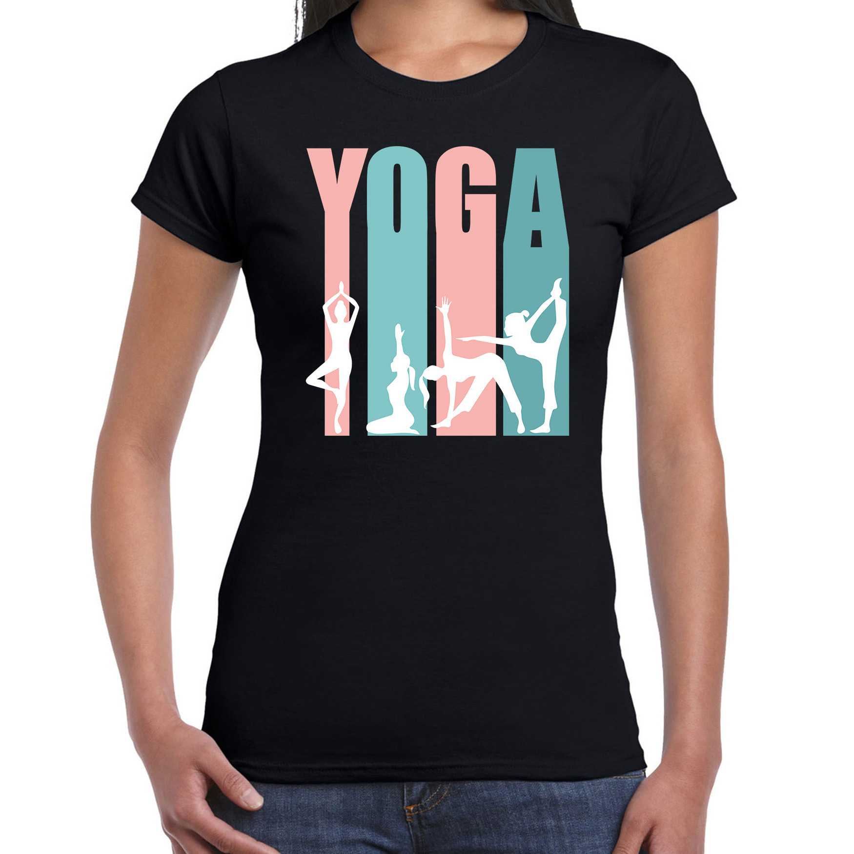 Yoga t-shirt zwart dames - Sport - hobby shirt