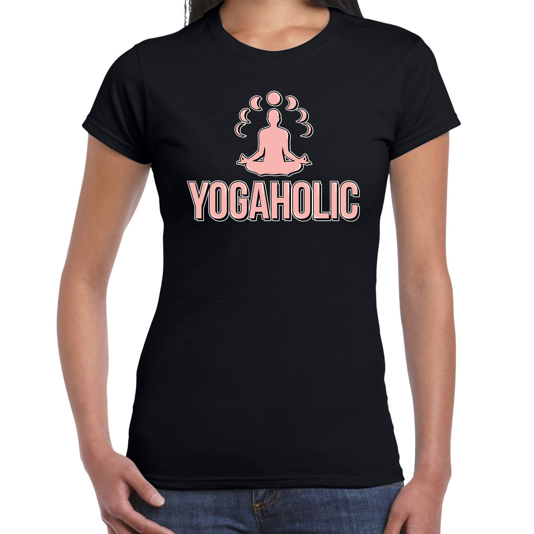 Yogaholic t-shirt zwart dames - Sport - hobby shirt