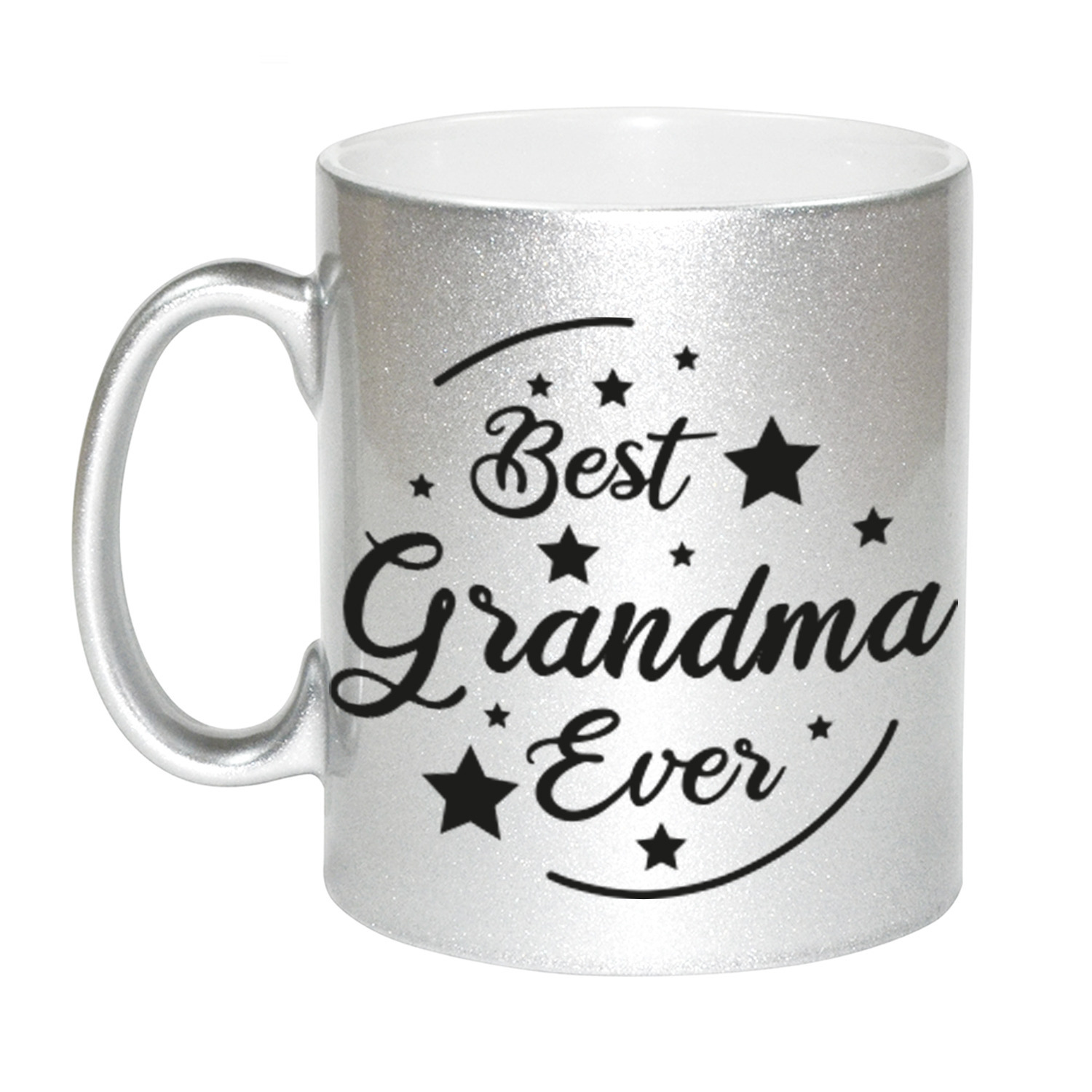 Zilveren Best Grandma Ever cadeau koffiemok-theebeker 330 ml