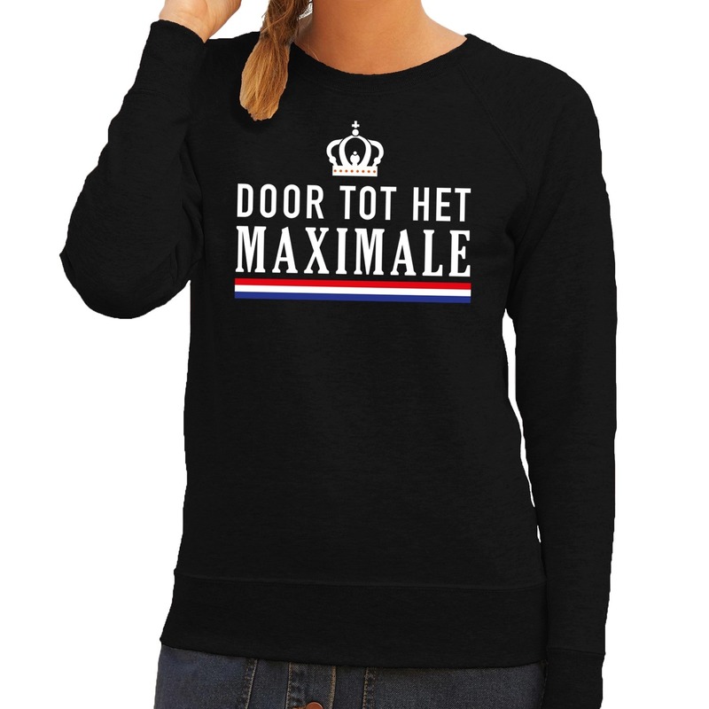 Zwart Door tot het Maximale sweater voor dames