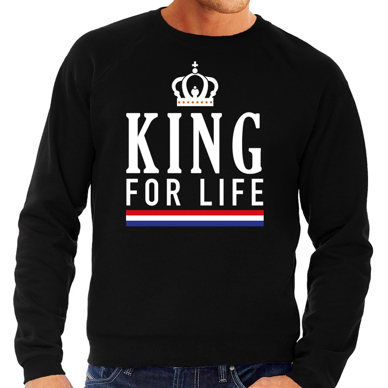 Zwart King for life sweater voor heren