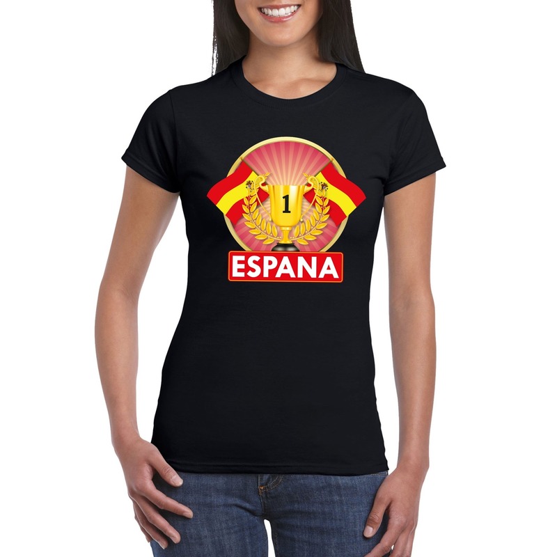 Zwart Spanje supporter kampioen shirt dames