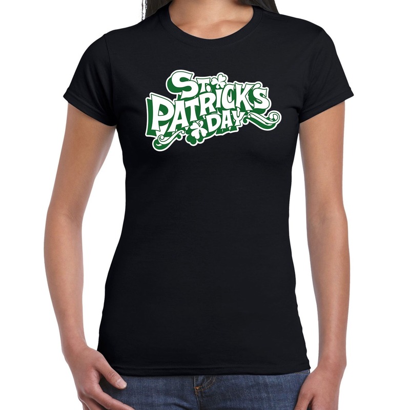 Zwart St. Patricks day t-shirt dames