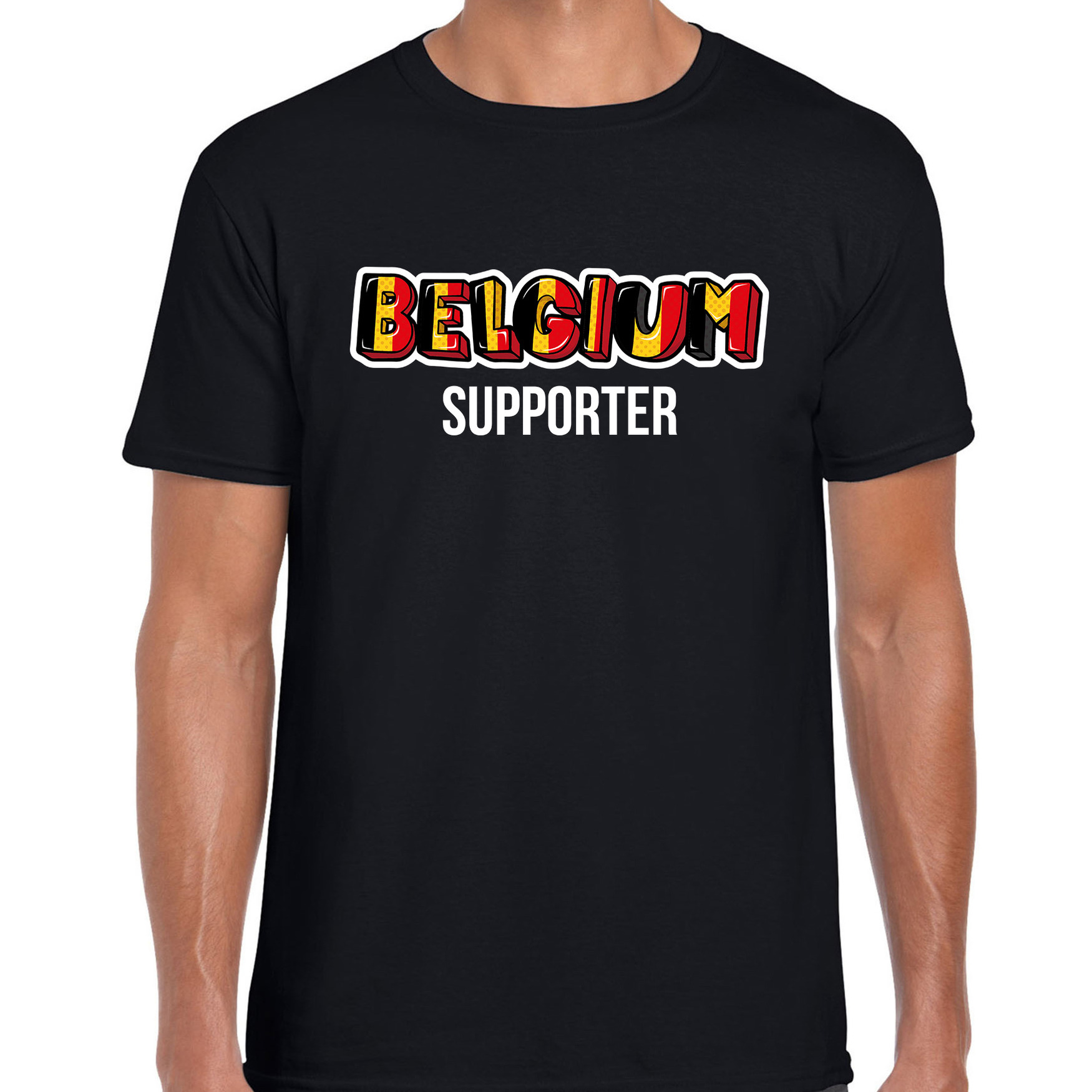 Zwart t-shirt Belgium - Belgie supporter EK/ WK voor heren