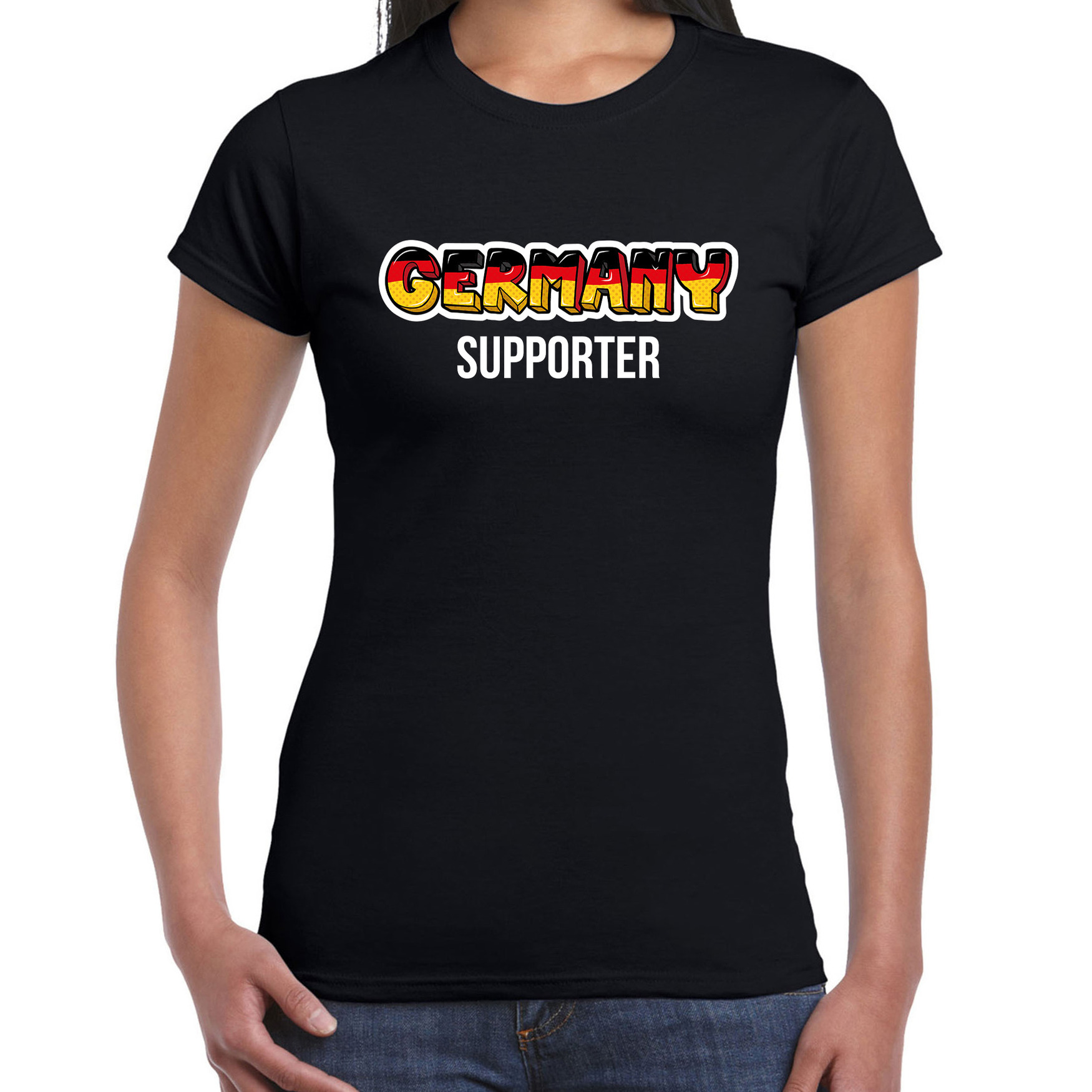 Zwart t-shirt Germany - Duitsland supporter EK/ WK voor dames