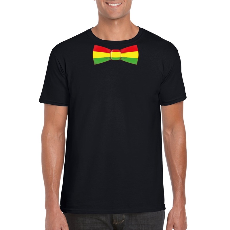 Zwart t-shirt met Limburgse vlag strik voor heren