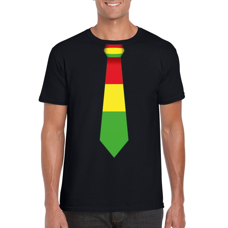 Zwart t-shirt met Limburgse vlag stropdas voor heren