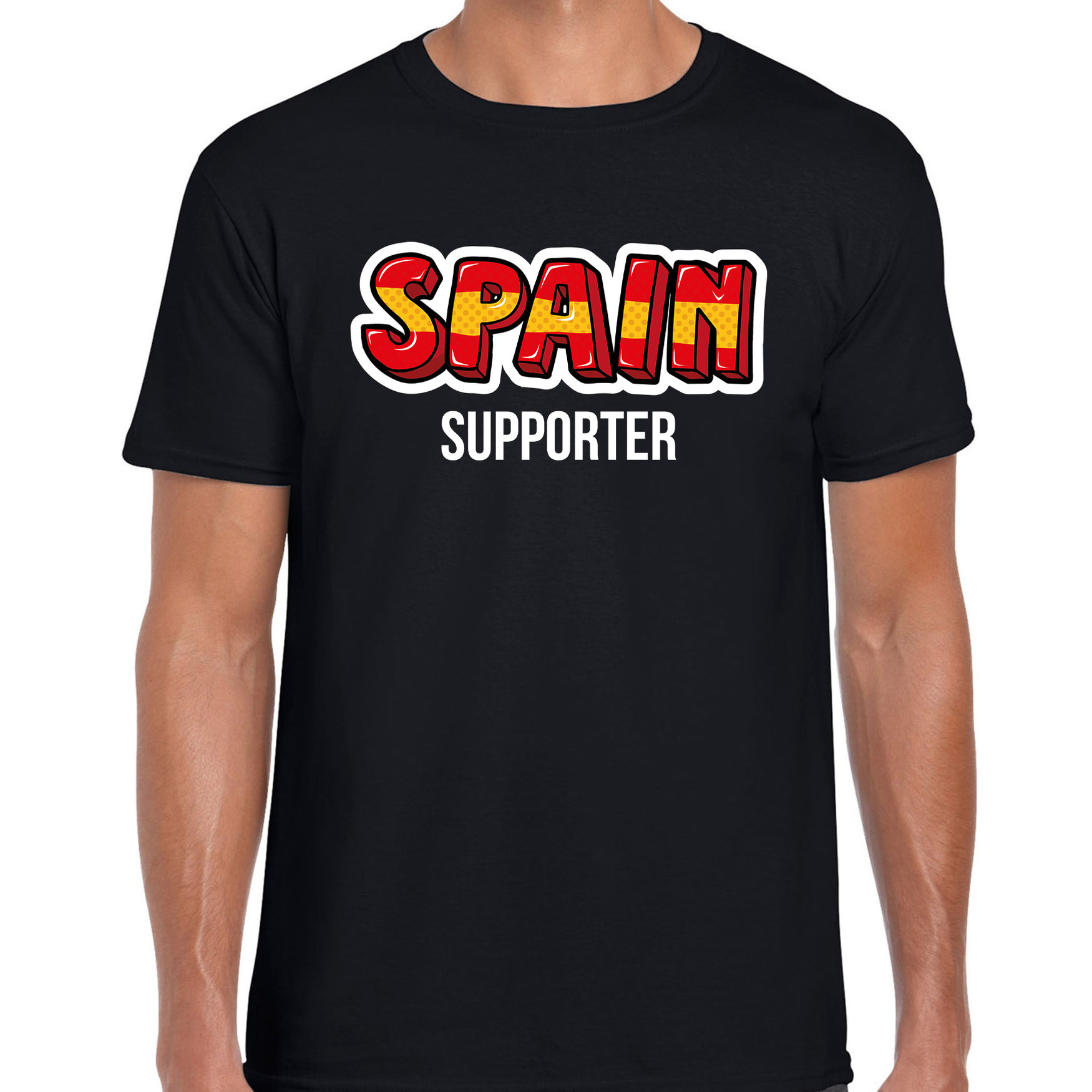 Zwart t-shirt Spain - Spanje supporter EK/ WK voor heren