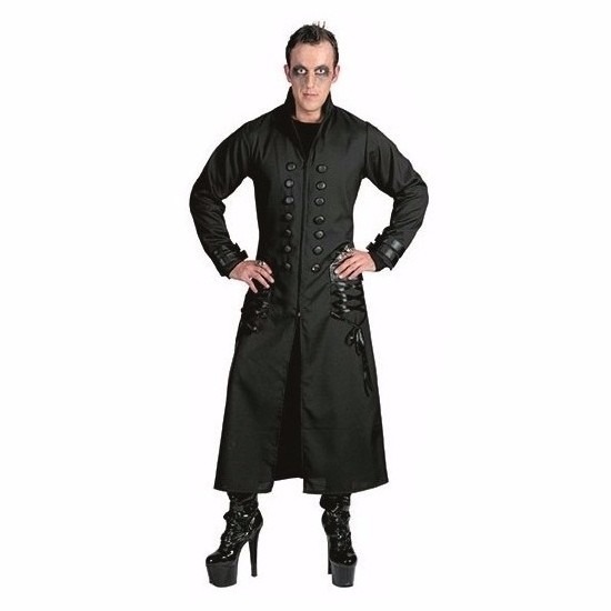 Zwarte gothic-vampier jas verkleedkleding voor heren