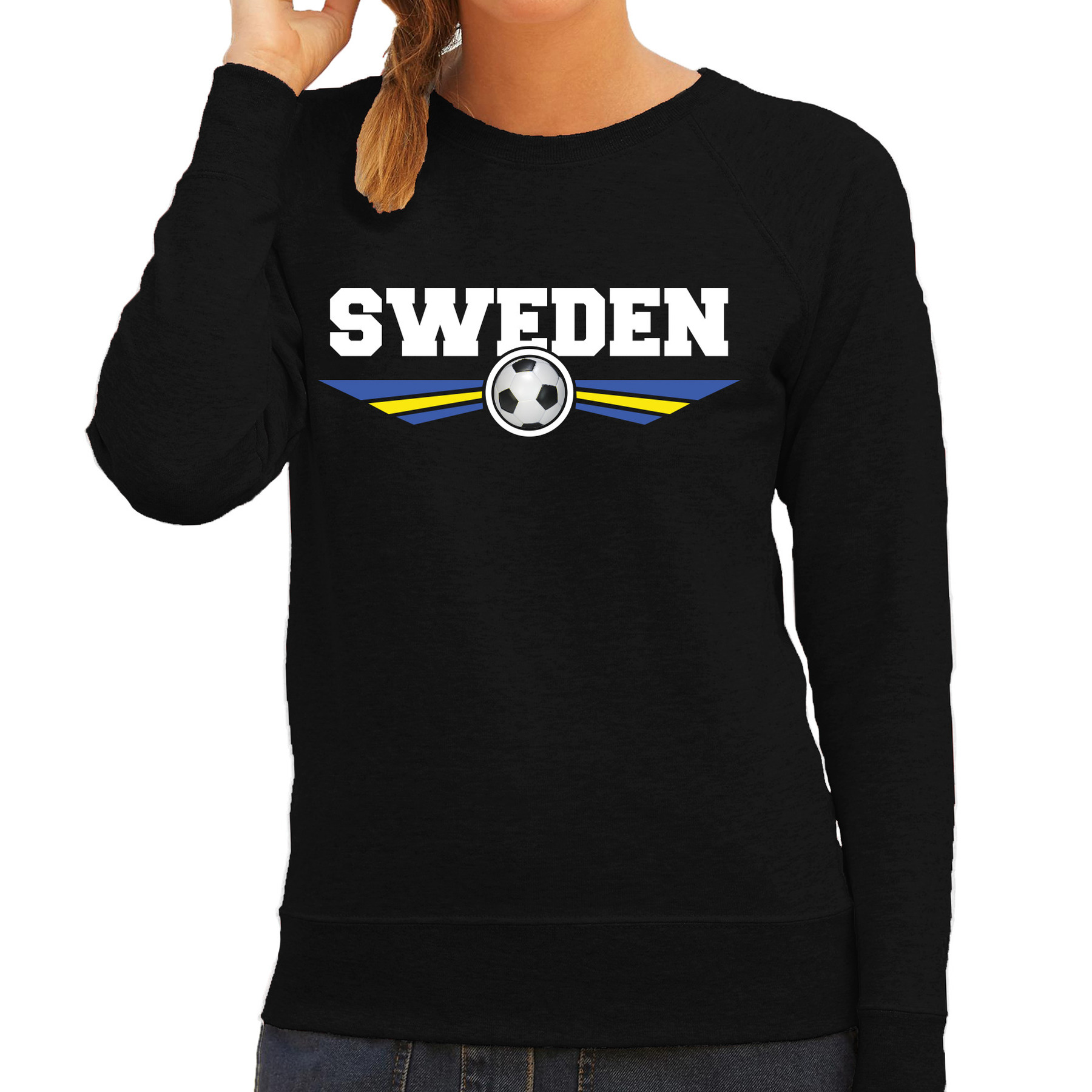 Zweden-Sweden landen-voetbal sweater zwart dames
