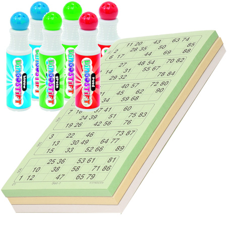 100x Bingo cards numbers 1-90 including 6x bingo dabbers