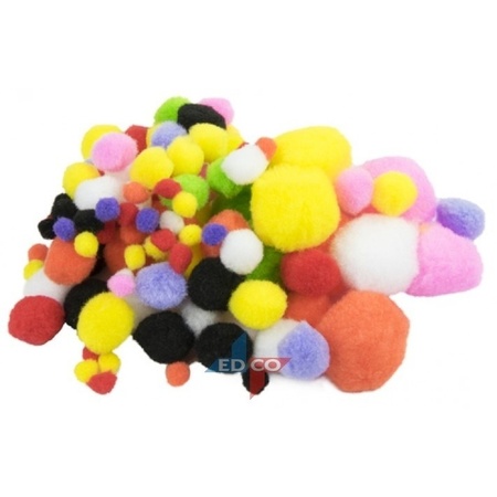 100x Craft colored pompoms