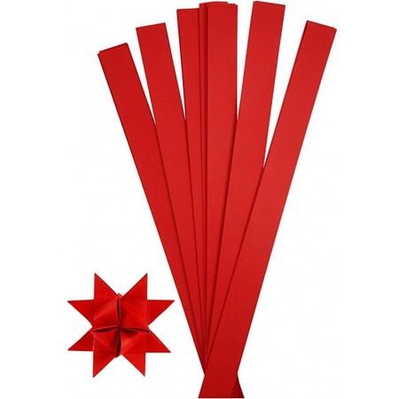 100x Hobby paper strips red 73 cm