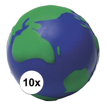 10x Anti-stress balls globe 6,5 cm