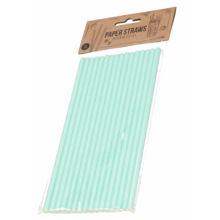 16x Paper straws/cocktailstraws blue 19 cm