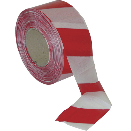 1x Barrier/marking tapes red/white stripes 500 meters