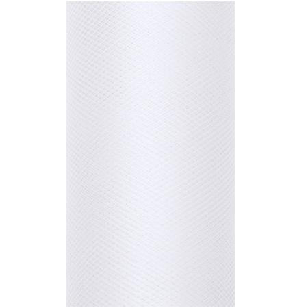 1x Hobby/decoration white tulle fabric roll 15 cm x 9 meters