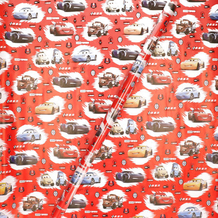1x Rolls Disney wrapping paper Cars red 200 x 70 cm