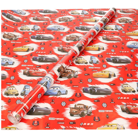 1x Rolls Disney wrapping paper Cars red 200 x 70 cm