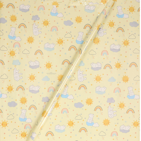 1x Rolls Disney wrapping paper Winnie de Poeh yellow 200 x 70 cm