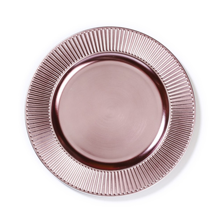1x Candle chargers plate/platter oldpink 33 cm round