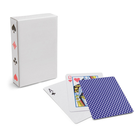 6x Speelkaartenhouders kunststof 8,6 cm inclusief 54 speelkaarten blauw