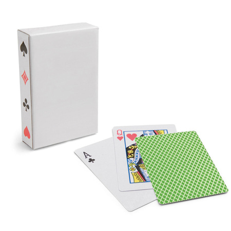 8x Playing cards holders 8,6 cm with 54 green playing cards