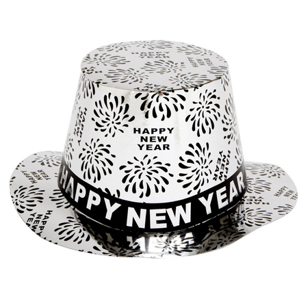 1x Zilveren hoed Happy New Year