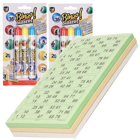 200x Bingokaarten nummers 1-90 inclusief 6x bingostiften