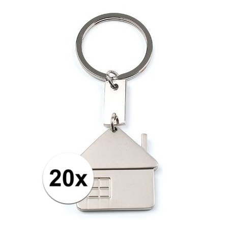 20x Keyring with house 3,5 cm