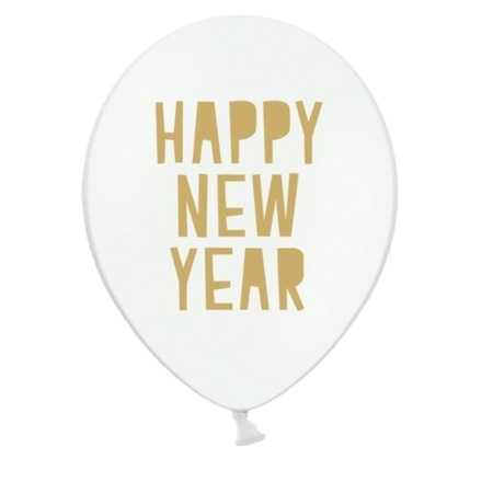 24x Witte Happy New Year ballonnen oud en nieuw/nieuwjaar
