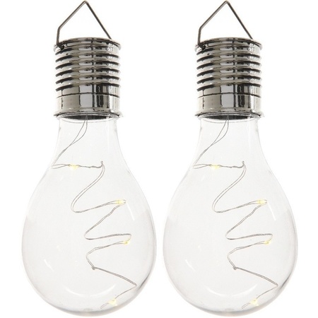 2x Outdoor/garden LED pear bulbs solar light 14 cm