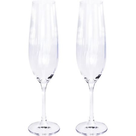 2x Champagneglazen/flutes 26 cl/260 ml van kristalglas