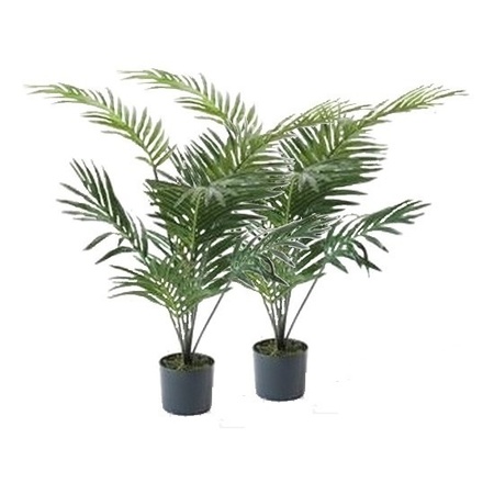 2x Green palm tree artificial plant  90 cm in pot